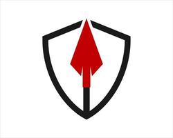 Shield shape with spear inside vector