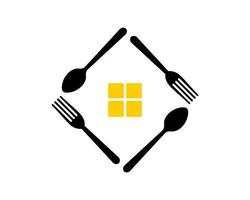 Spoon and fork with windows inside vector
