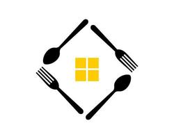 Spoon and fork with windows inside vector