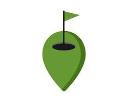 Location pin with golf flag inside vector