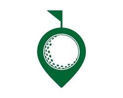 Location pin with golf ball inside vector