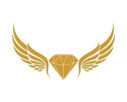 Wings with diamond on the middle vector