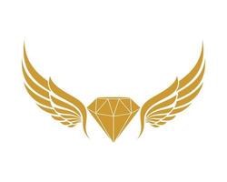 Wings with diamond on the middle vector