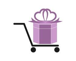 Trolly with gift box inside vector