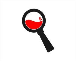 Magnifying glass with red syrup inside vector