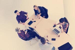 aerial view of business people group on meeting photo