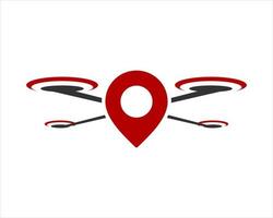 Drone with location pin inside vector