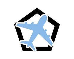 Pentagon shape with plane inside vector