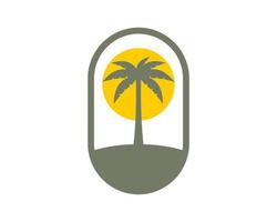 Oval shape with palm tree inside vector