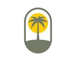 Oval shape with palm tree inside vector