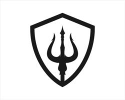 Shield shape with trident inside vector