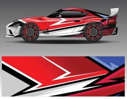 vector de diseño de envoltura de coche. Diseños de kits de fondo de carreras de franjas abstractas gráficas para envolver vehículos carrera de autos rally aventura y librea