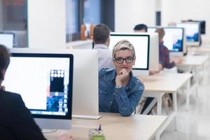 startup business, woman  working on desktop computer photo