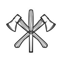 Vintage carpentry woodword mechanic axes chisel cross. Can be used like emblem, logo, badge, label. mark, poster or print. Monochrome Graphic Art. Vector