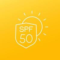 UV protection, SPF 50 line icon vector