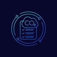 co2 gas, carbon dioxide line vector icon with a checklist