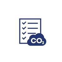 gas co2, icono de dióxido de carbono con una lista de verificación vector