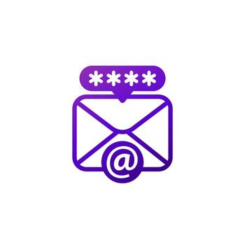 email, mail icon with password, vector