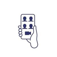 video call icon with a smart phone vector