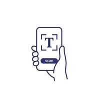 text scan icon with a smart phone vector