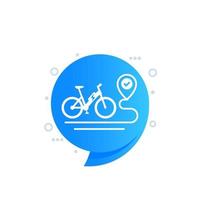 Electric bike and route icon, vector