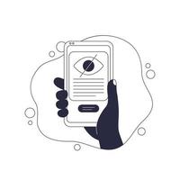 hidden or invisible content, phone in hand vector illustration