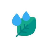 Drops and leaf icon, flat vector
