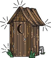 traditional tattoo style outdoor toilet vector