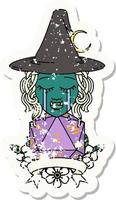 crying half orc witch character with natural one roll illustration vector