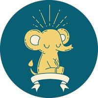 icon of tattoo style cute elephant vector