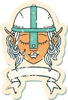cara de personaje de luchador elfo con ilustración de banner vector