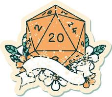 natural twenty D20 dice roll illustration vector