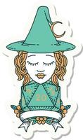 human witch with natural twenty dice roll sticker vector