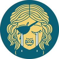 crying half orc rogue character face illustration vector