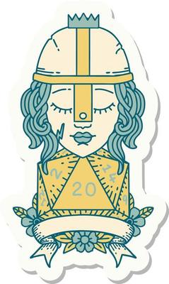 human fighter with natural 20 roll sticker