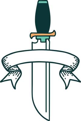 tattoo with banner of knife