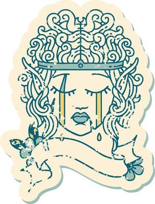 crying elf barbarian character face illustration