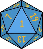 natural 1 D20 dice roll illustration vector