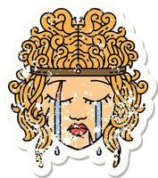 crying human barbarian grunge sticker vector