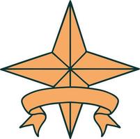 tattoo with banner of a star vector