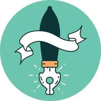 icon of tattoo style fountain pen vector