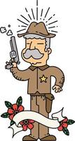 banner with tattoo style wild west sheriff vector