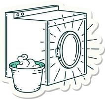 sticker of tattoo style washing machine vector