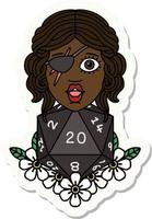 human rogue with natural twenty dice roll sticker vector