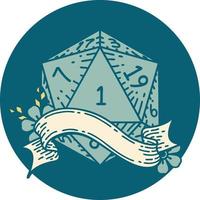 natural one d20 dice roll illustration vector