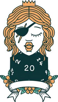 human rogue with natural 20 dice roll illustration