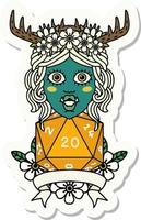 orc druid character with natural twenty dice roll sticker vector