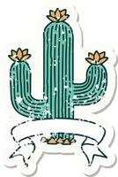 grunge sticker with banner of a cactus vector