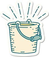 sticker of tattoo style bucket of water vector