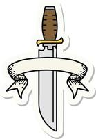 tattoo sticker with banner of knife vector